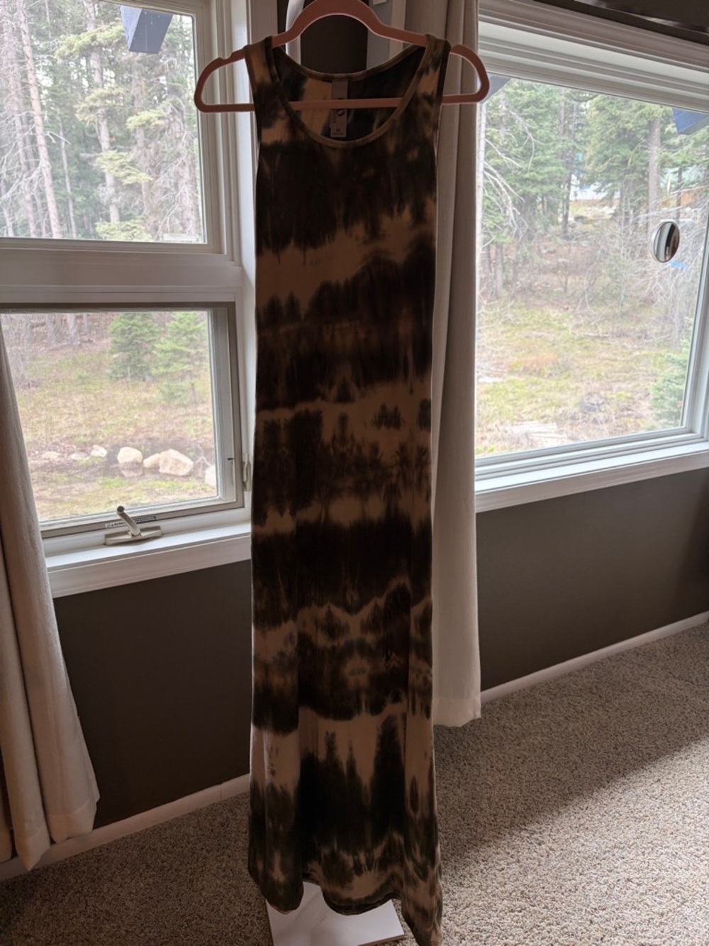 Go Couture Black, tan and Cream Tie-Dye Maxi Dress